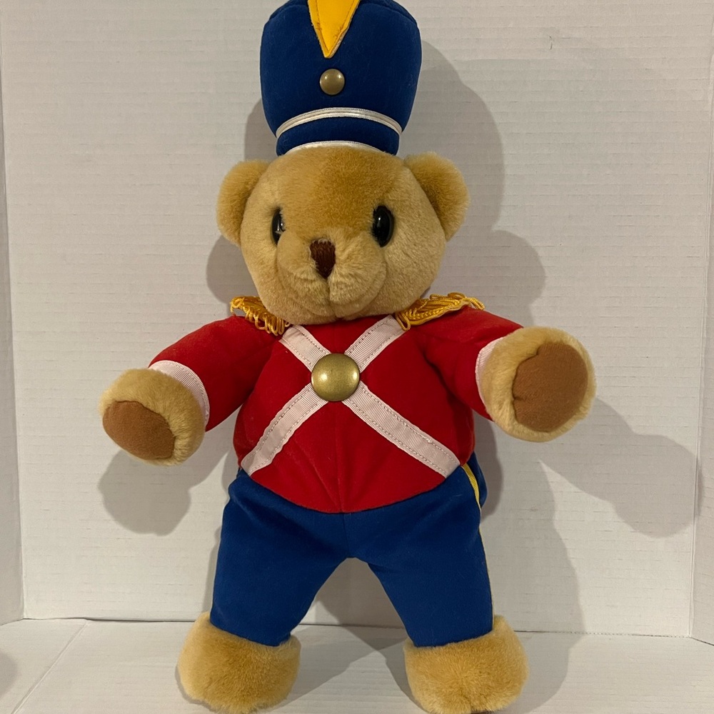 Vintage Soldier Teddy Bear Plush Stuffed Animal  AAFES Golden Bear Co Christmas